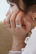 open flower ring (3stone) / emiru x momota