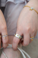 open flower ring (3stone) / emiru x momota
