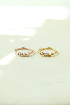 three pearl ring / サイズオーダー / ゴールド