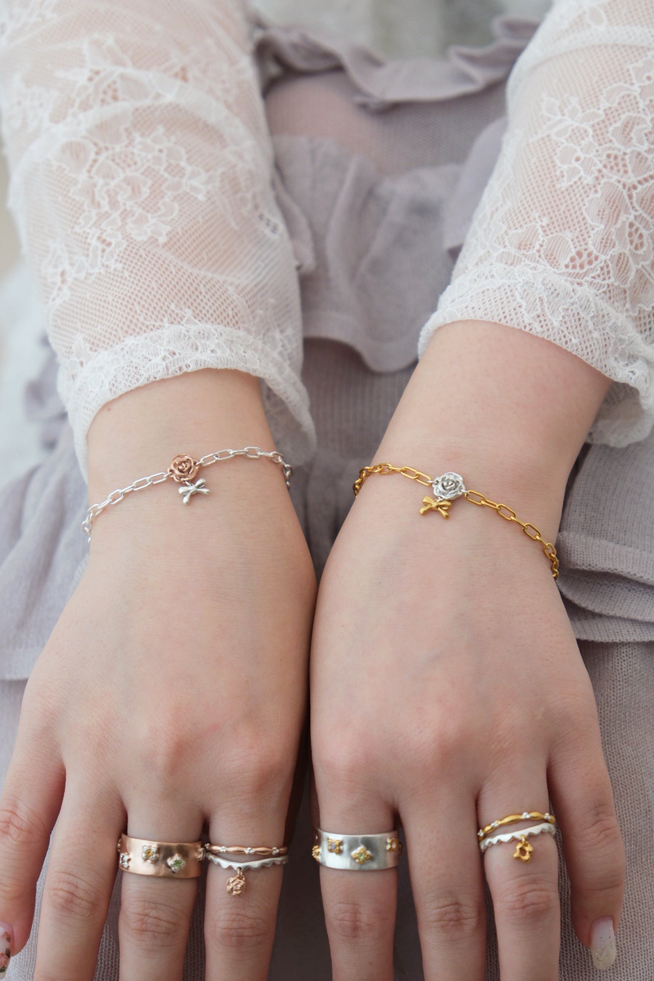 アクセサリー emiru x momota / Heart ribbon bracelet rose ribbon bracelet / emiru x momota