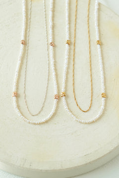 Pearl 2set flower necklace / 受注生産 / ゴールド