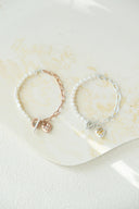 emiru x momota / Heart ribbon bracelet ( pearl )