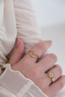 Moon chain frill ring / 2set
