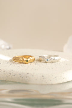 Crescent gem ring / サイズオーダー / シルバー