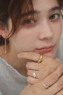Crescent gem ring