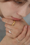 Crescent gem ring