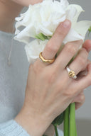 Crescent gem ring