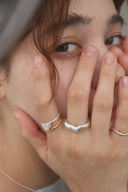Crescent gem ring