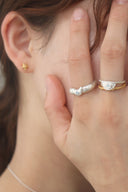 Crescent gem ring