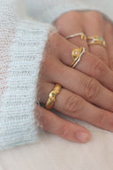 Crescent gem ring