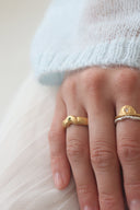 Crescent gem ring