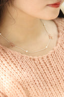 emiru  x momota / Ribbon pearl  necklace (2set) : ピンクゴールド