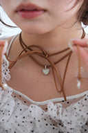 clear heart necklace / leather & charm (emiru x momota Vol.5)