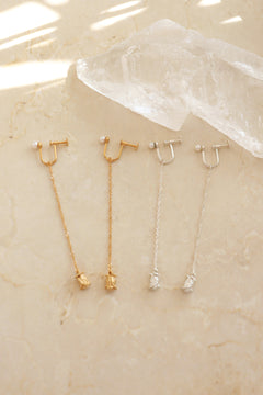 rose long chain イヤリング (三分咲き) / 受注生産 / シルバー