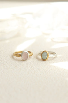 2tone gem ring / Oval / サイズオーダー / シルバー